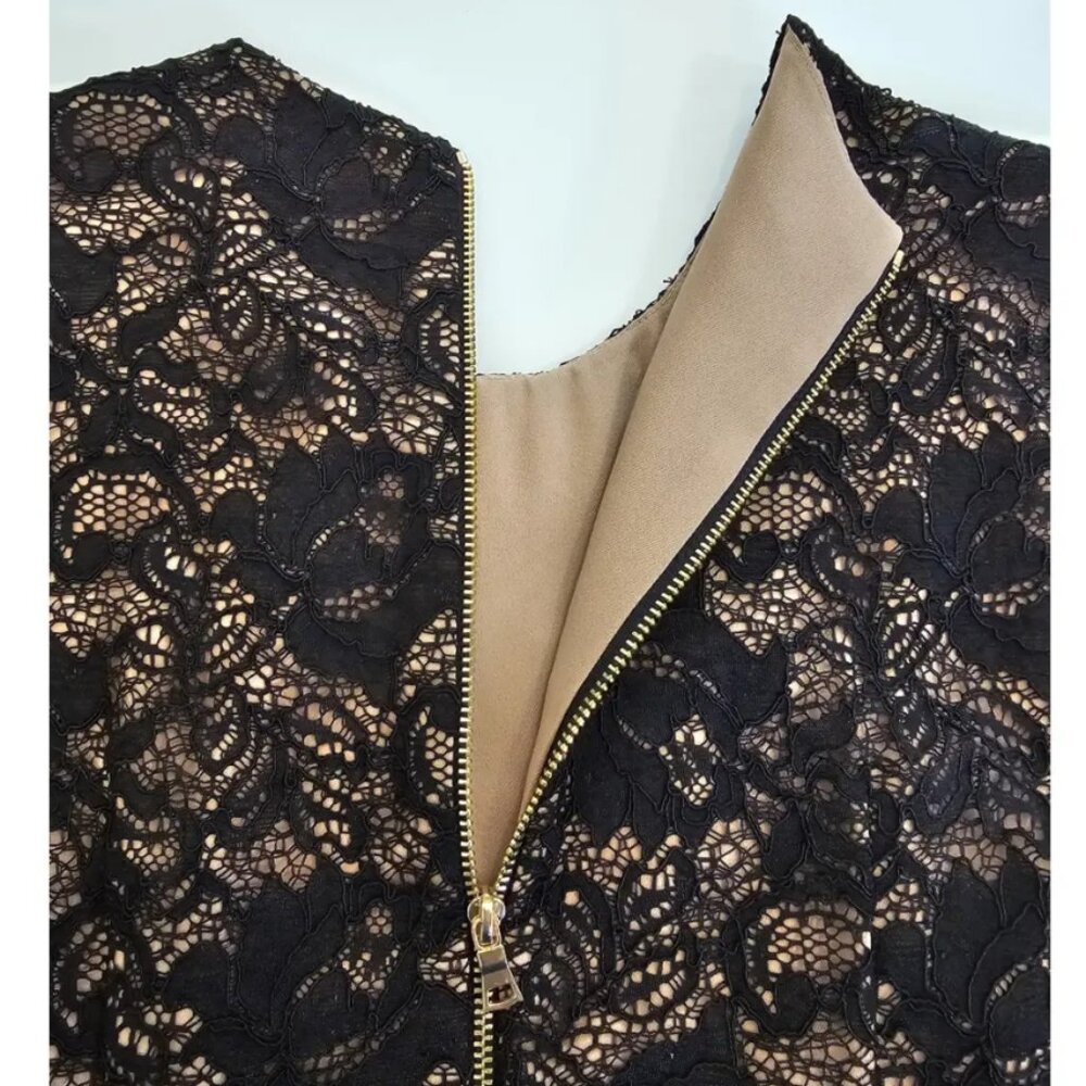 NWT Haute Hippie Black Lined Lace Sleeveless Beaded Dress Size 8 MSRP $495 - Picture 9 of 11